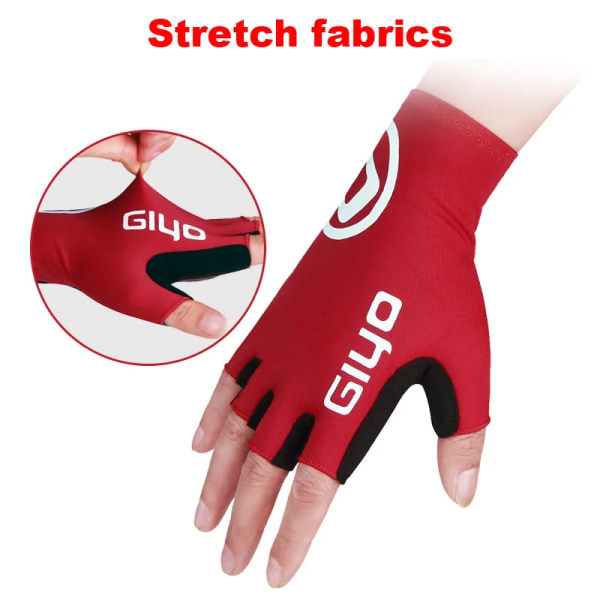 Cykelhandskar Fingerless Half Finger Cykel MTB Motorcykel Män Kvinna för Spotrs Gym Fitness Vikter Fiske Cykel Handske Arbete C0103-Red M