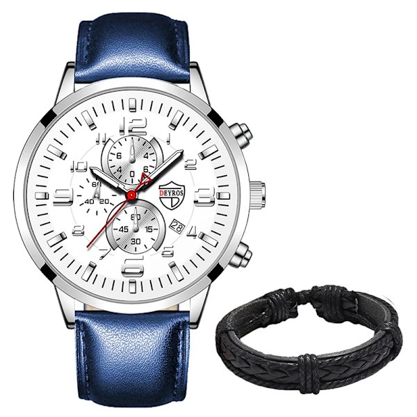 Herrklockor Rostfritt stål Läder Quartz Armbandsur Man Business Watch Watch Datum Lysande Man Casual Armband Klocka As shown 7