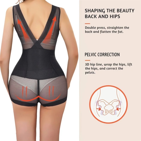 Flarixa Sexig Mesh Shapewear Kvinnor Body Push Up BH Redress Linne Waist trainer Tummy Tuck BodyShaper Transparent Underkläder Beige M(45-53kg)