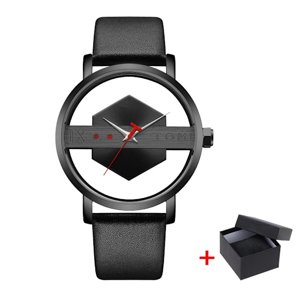 Enkla klockor för män Toppmärke 2023 Mode Quartz Armbandsur Dam Creative Halv Transparent Urtavla Unisex Armband reloj hombr 758 Black