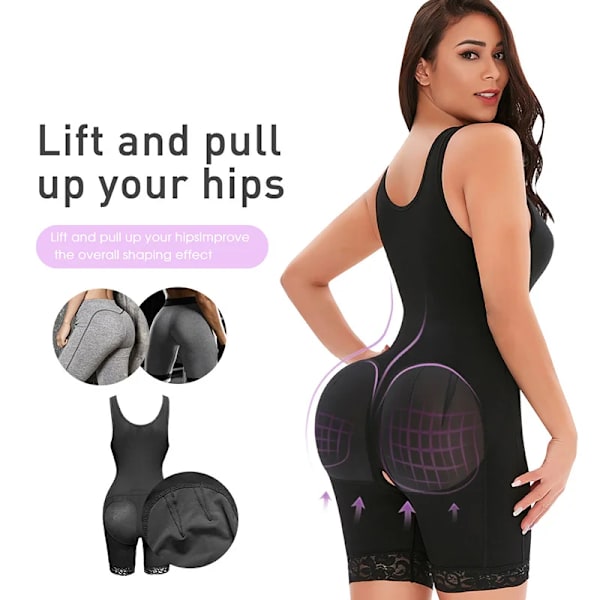 Kvinnor Shapewear Body Shaper Trosa Fajas Efter operation Efter fettsugning Kompressionsplagg Butt Lifter Krokar Beige 4XL