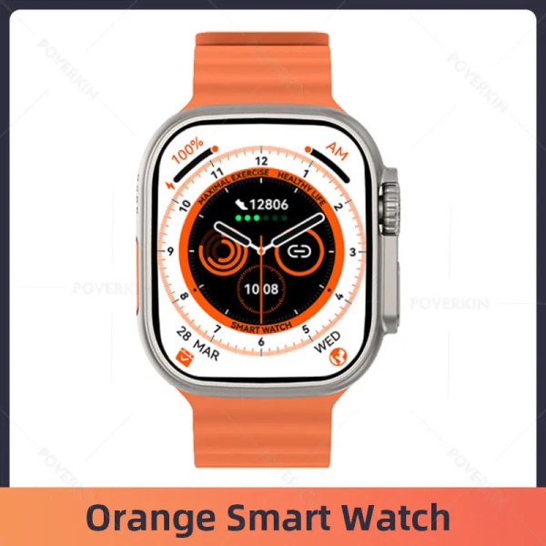 Ultra Smartwatch NFC Bluetooth Call Herr Dam Smart Watch Blood Oxygen Sleep Monitor Titanlegering Case 49mm Series 8 Orange