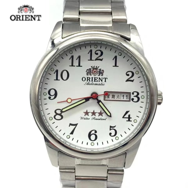 Orient watch rostfritt stål stor urtavla vattentät watch Importerad urverk med lysande watch Silver