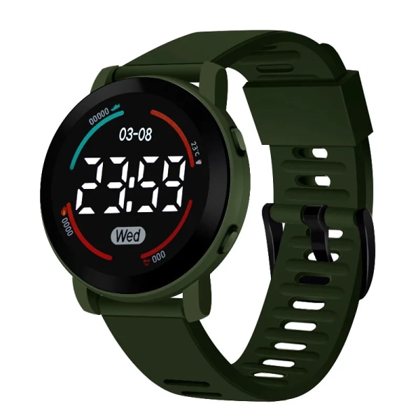 Damklockor Led Digital Elektronisk Watch Herr Utomhussport Casual Slim Mjuk Silikon Damarmbandsur Reloj Digital Mujer Green  800