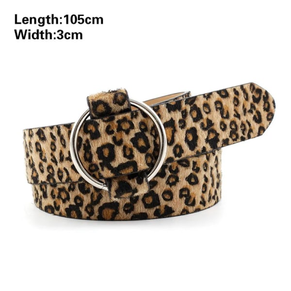 2022 mode leopardbälte kvinnor orm print tunt tagel midjebälte PU läder guldring spänne bälten för damer N785-Leopard 1pc