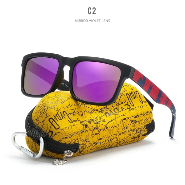 KDEAM iögonfallande funktion polariserade solglasögon för män Mattsvart rampassform. Måla tempel Play-Cool Solglasögon med case PRO-C2 Skull Zipper Case