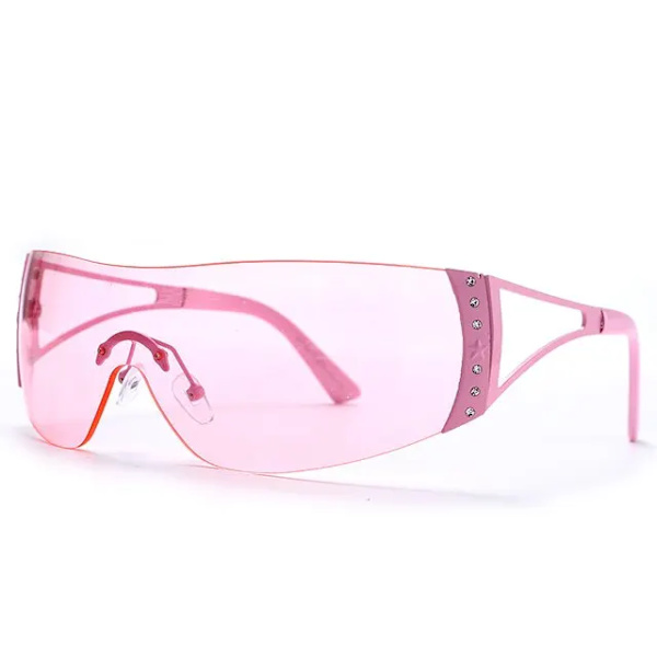 Retro One Piece Solglasögon Dam Lyxiga Oversized Solglasögon omlott UV400 Damer Nytt mode Glasögonglasögon pink As Picture