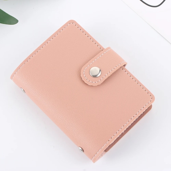 26 kortplatser PU-läder Kvinnor Kreditkortsplånbok Mode Söt korthållare Godisfärg Koreansk plånbok för kort Korthållare Hot Style A pink