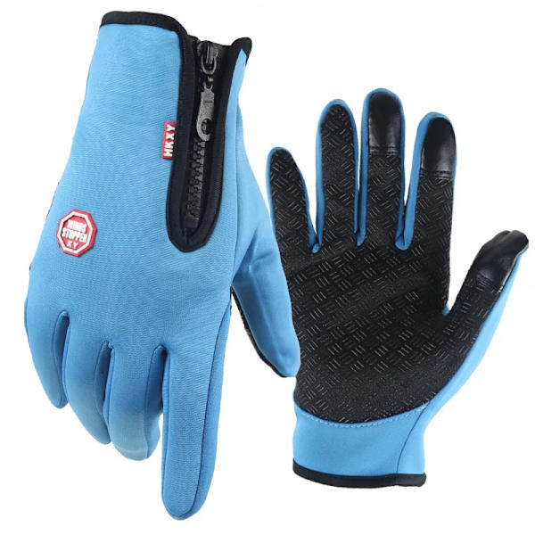 Thermal vinterhandskar för män Kvinnor Pekskärm Varm utomhuscykling Körning Motorcykelhandskar Vindtäta halkfria damhandskar Light blue L