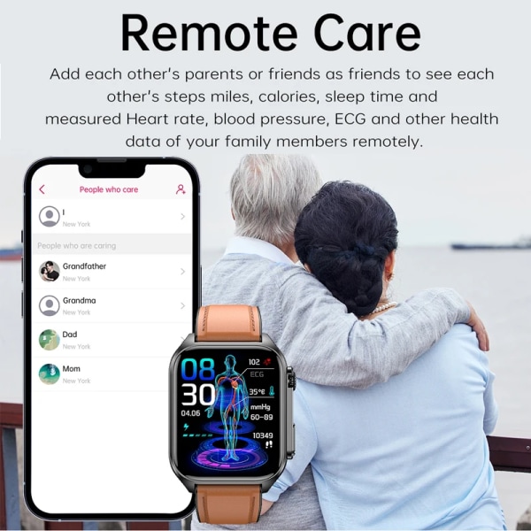 LYCKLIG EKG+PPG Smart Watch Män Laserbehandling av hypertoni Hyperglykemi Hyperlipidemi Puls Hälsosam Sport Smartwatch Black net