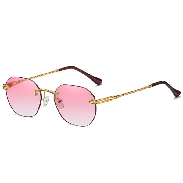 Brun Ramlös Guld Metall Solglasögon Damer Kantlös Gradient Lins Blå Mode Solglasögon För Herr UV400 Sommar 2023 06 Gold-Pink As Picture