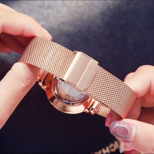 Japan Quartz Movement High Quality 36mm Hannah Martin Dam Rostfritt stål Mesh Rose Gold Vattentät Watch CF36WFF