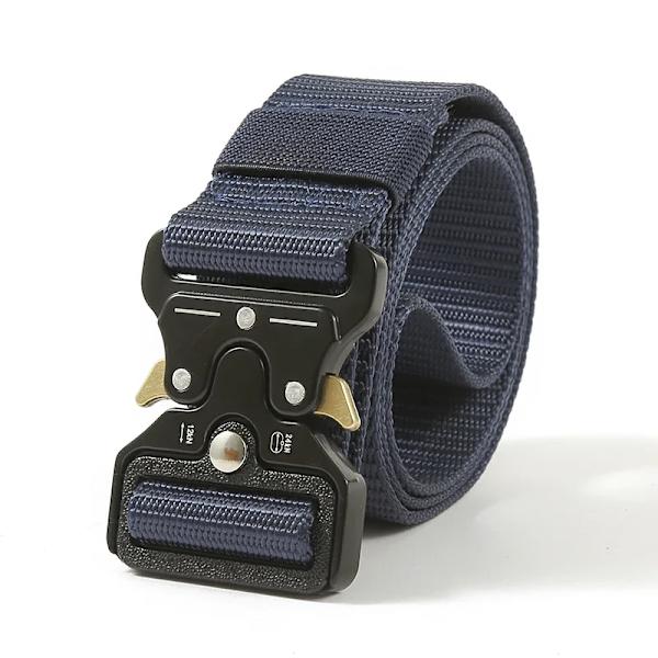 Army Style Stridsbälten Snabbkoppling Taktiskt bälte Mode Män Militär Canvas Midjeband Utomhus Jakt Vandringsredskap Navy blue ZS 3.8cm X 125cm