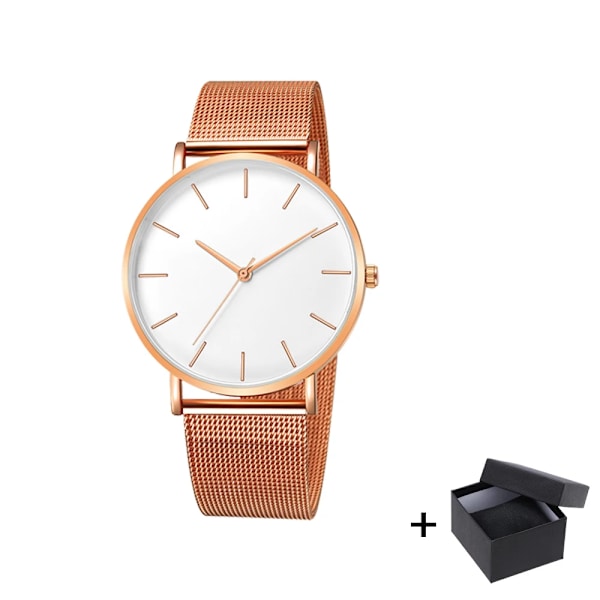 Watch 2022 Lyxmode Enkel Armbandsur Läder Guld Urtavla Casual Man Brecalet Quartz Clock Vip-länk för droppe 568 Rose white