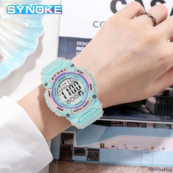 Mode Lyx Dam Klockor 50M Vattentät Utomhussport Elektrisk klocka Multifunktionell Dam Digital Watch reloj hombre blue