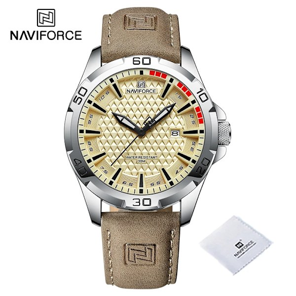 NAVIFORCE Herr Casual Militär Quartz Watch för män Läder Vattentät klocka Relogio Masculino NF8023 SYLBN