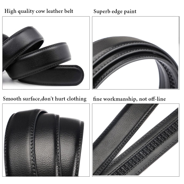 Personlig Bälte Män Present Graverad Anpassat Namn LOGO Automatiskt Spänne Bälten 140 150 160cm Plus Size Brev Present för Honom Män 2023 No engrave black 2 115cm(waist95-100cm