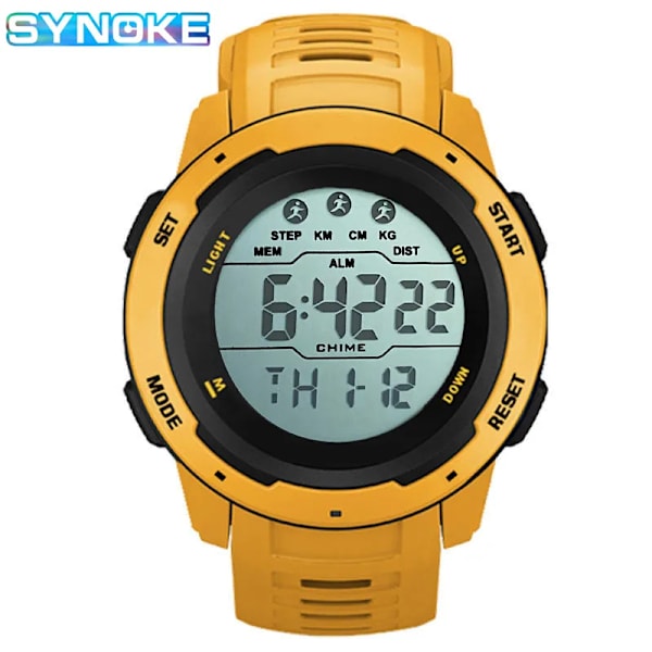 SYNOKE Märke Herr Watch Herrsportklockor Timing Funktion Väckarklocka Vattentät 50M Digitalklocka Watch Red