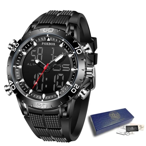 Nya Herrklockor Sport Toppmärke Lyx Dual Display Quartz Watch Herr Militär vattentät klocka Digital elektronisk watch all black