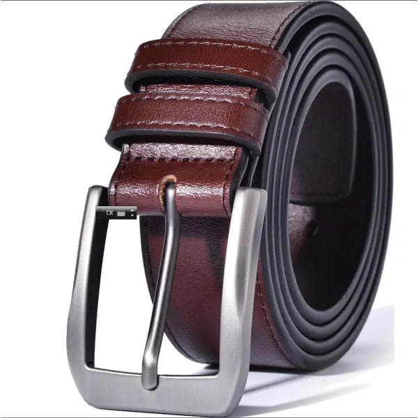 Klänning i äkta läder för män Klassisk sömnad design 38 mm Vanliga stora och höga storlekar 0502SL-kou-Coffee 95cm