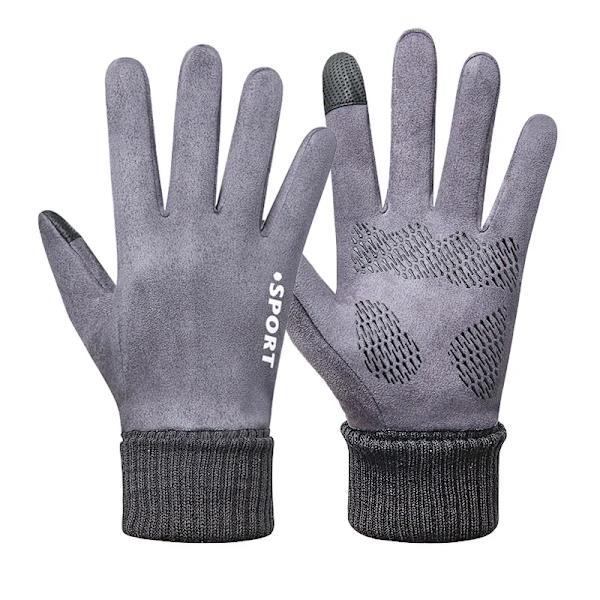 Thermal vinter Damhandskar Herr Cykelcykelhandskar Handvärmare Fleecefodrade Guantes Helfingervantar Pekskärm Vattentät Style3 Grey
