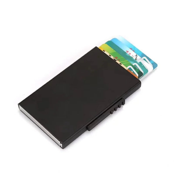 Ny stil kort-ID-hållare Aluminiumplånboksficka ID-korthållare Rfid-blockerande plånbok Automatisk pop-up case Gray