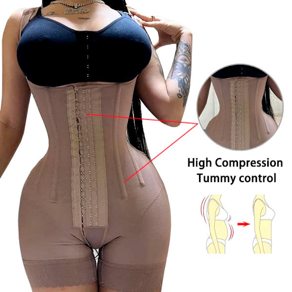 Högkompression Body Shapewear Kvinnor Fajas Colombianas Korrigerande gördel Mage Kontrollstolpe Fettsugning BBL slimmande midjebälte Black M