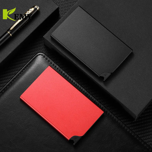 Ny Creative Metal Korthållare Pop Up Button Slim Plånböcker Lyxig RFID-skyddsminificka för män och kvinnor Red