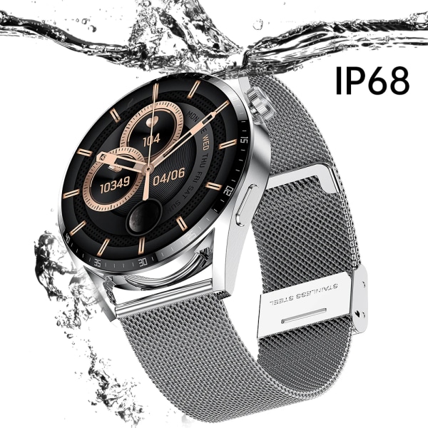 Ny Smart Watch Herr Android GT3 IP68 Vattentät NFC Smartwatch Trådlös Laddning Bluetooth Ring Herr Watch för Bl Le-Br Le smart watch