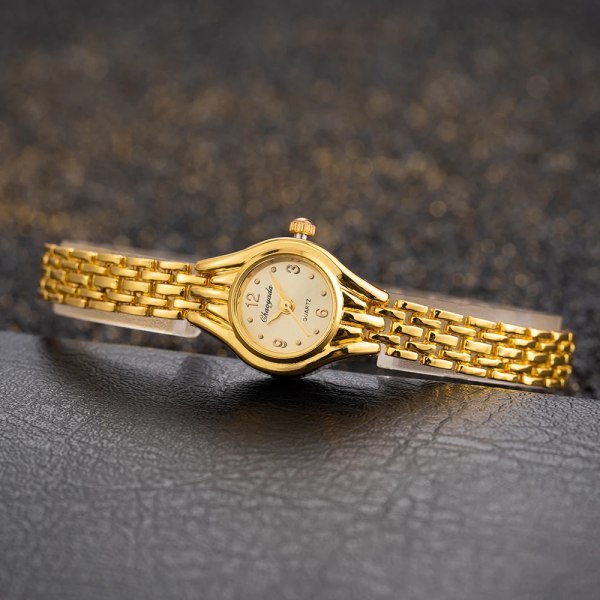 Enkla Eleganta Små Damklockor Lyxmärke Guld Armbandsur för Dam Dam Quartz Klockor för tjejer montre femme Gold 2