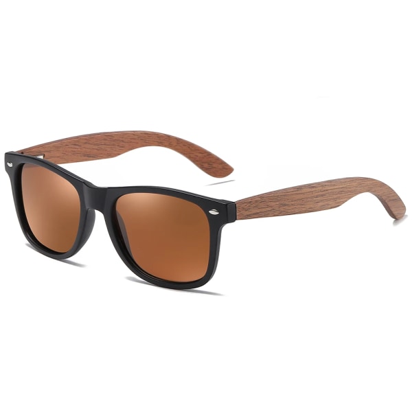 GM Märke Valnöt Trä Polariserad Solglasögon Herr Fyrkantig Båge Solglasögon Dam Solglasögon Man Oculos de sol Masculino S7061h Brown Black