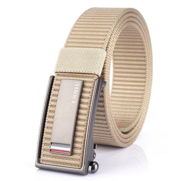 Nytt mode herrbälte Toppkvalitet Bekväma nylon för män Metall Automatiskt spänne Ung Canvas Taktisk designerbälte Khaki Belt B 120cm Adjustable