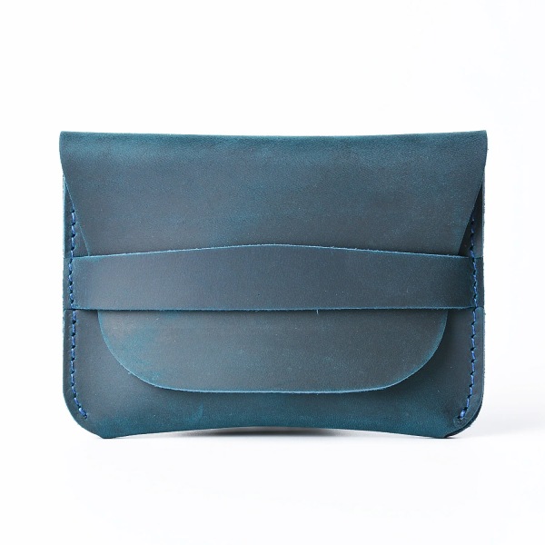 Enkel korthållare i äkta läder Creative Retro Casual Mini plånbok Första lager Kohud Läder Liten förvaring Blue