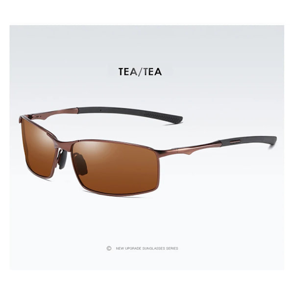BOOROOT Polarized Solglasögon Män Dam Legering Solglasögon Modedesign UV400 Outdoor Driving Spegel Solglasögon TEA Frame-TEA Zipper Glasses Case