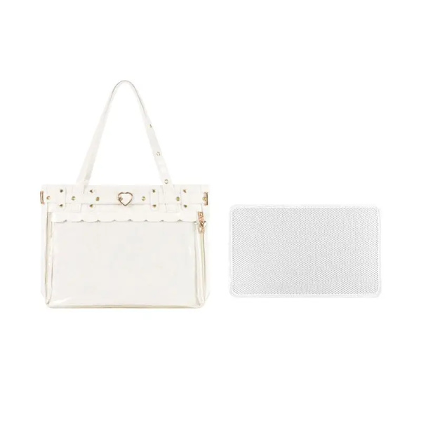 HAEX Lolita Damväska Trend Subkultur Patentläder Ita-väskor Dammode DIY Harajuku Estetisk Tote Bolso Mujer White 41x29x8cm