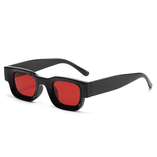 SO&EI Ins Populärt mode Små fyrkantiga polariserade solglasögon Dam Retro Punk Shades UV400 Män Trendiga solglasögon Black red As the picture