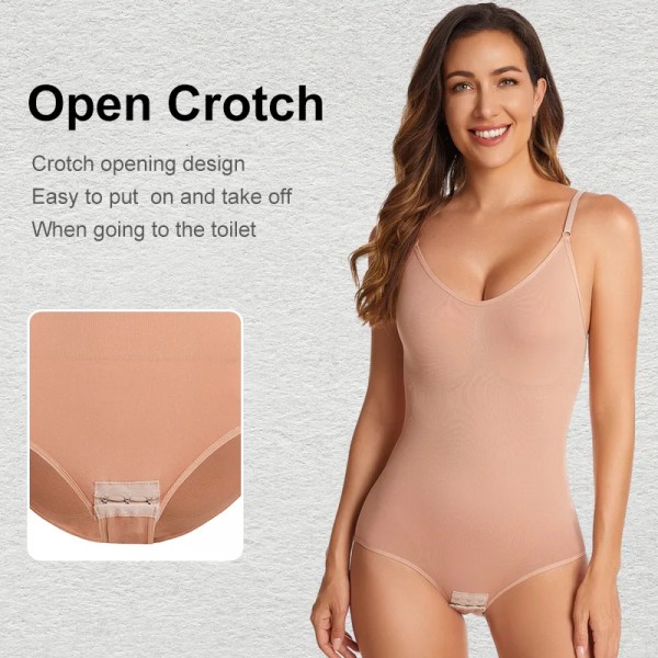 Sömlös bodysuit Shapewear För kvinnor Magkontroll Bantning Skida Butt Lifter Push Up Lår Smalare Magformare Korsett Beige M