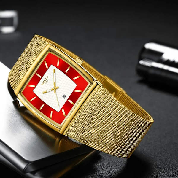 NIBOSI Herrklockor Toppmärke Lyx Blue Square Quartz Watch Herr Slim Vattentät Golden Man Armbandsur Herr C