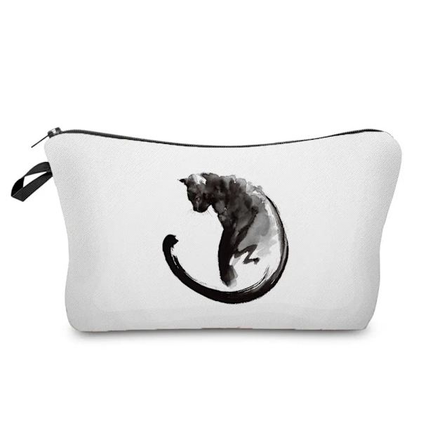 Svart katt utskrift kvinnor kosmetiska väskor Djur Söt Casual Bärbar förvaring Sminkväska Toalettväskor hz2492 Cat Bag