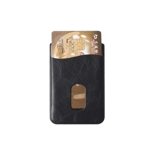Läderkorthållare Klistermärke Klister Kredit-ID-kort Mobiltelefon Bakficka Case Klistermärken Väska Påse Multifunktion B-black
