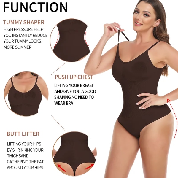 Kvinnor Sexiga stringtrosor Bodysuits Korsetter Waist Trainer Shapewear MISS MOLY Sömlös rem Mage Bantning Skims Shaper Faja Brown XL