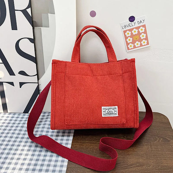 Kvinnor Manchesterväska Bolsa Feminina Axelväska Lyx Designer Shopping Casual Damväskor Kvinnlig bomullsdragkedja Handväskor A Red Bags 26x23x10cm