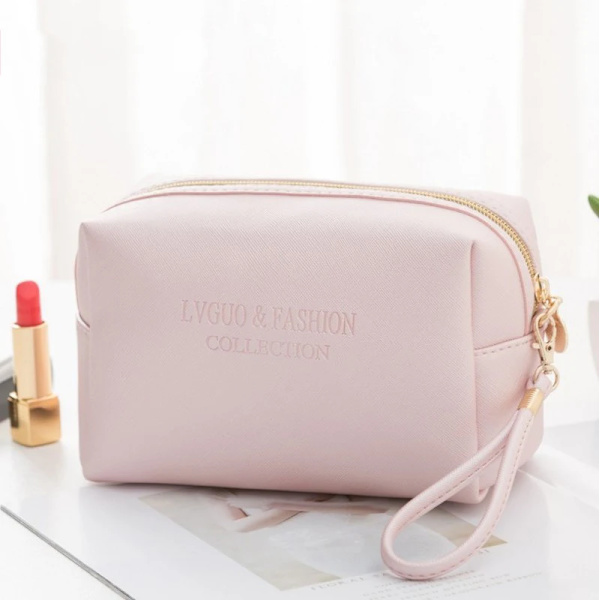 FUDEAM Läder Multifunktion Kvinnor Kosmetikväska Resor Toalettartiklar Förvaring Organisera Handväska Vattentät Kvinnlig Bärbart Makeup case Pink B