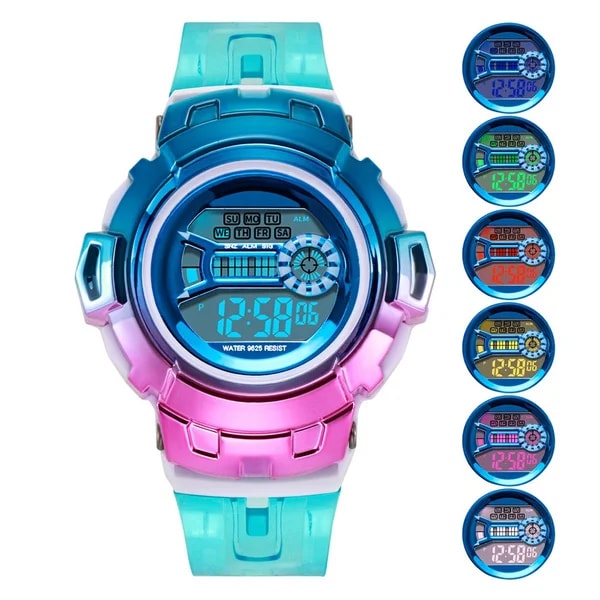 Herr Damklockor Guld Casual Digital Watch Lover's Gift Clock LED Lysande armbandsur Pojke Flickor Väckarklocka blue