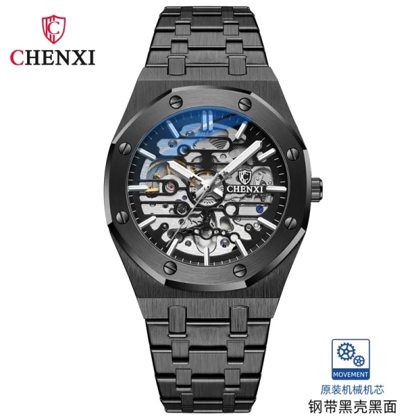 CHENXI 8848 2021 nya automatiska män Toppmärke Mekanisk Tourbillon armbandsur Vattentät Business Rostfritt Sport Herrklockor black black(.254)