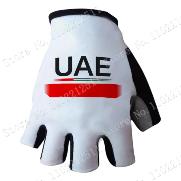 UAE Team Cykelhandskar 2023 Vit Cykel Half Finger Glove Ett par Storlek M-XL Gant Cyclisme Type 2 XL