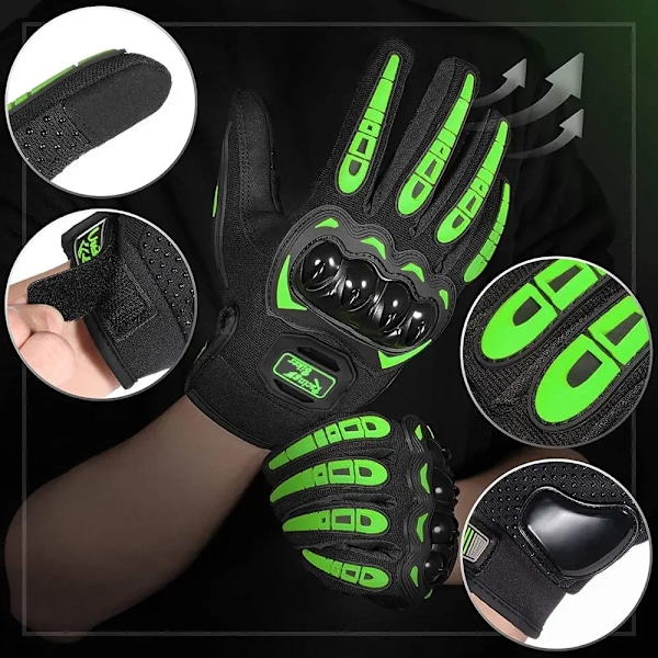 Nyskapande Dödskalle Termiska Motorcykelhandskar Guantes Vattentäta Pekskärm Helfinger Läder Anti-Fall Moto Halkfria Åkhandskar Herr green L