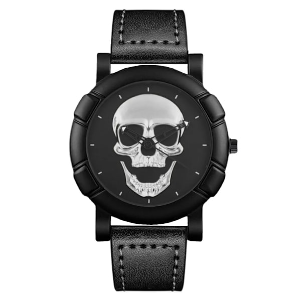 Kända märke för män Skallemönster watch 2022 Mode Casual Läderrem Militärsportarmbandsur Analog klocka Relogio Silver Leather