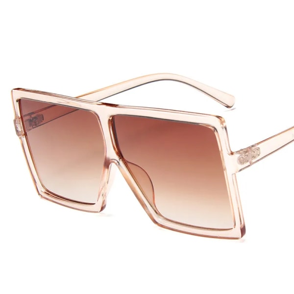 Nya fyrkantiga solglasögon kvinnor överdimensionerade och lyxiga mode lyxmärke Personlighet Gradient Leopard Gafas UV400 Tea Other