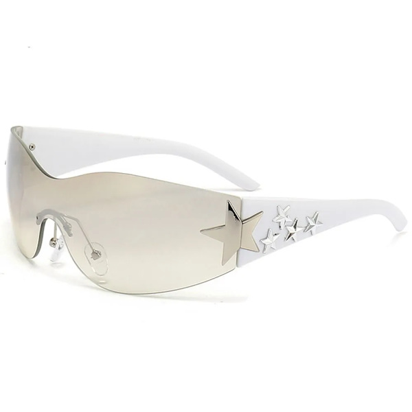 Punk One Piece Solglasögon Goggle Nya Y2k båglösa solglasögon 2000-talsglasögon Glasögon UV400 Kvinnlig designer femstjärniga glasögon A8